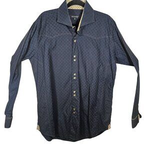 Bogosse Men’s Button Down Shirt Navy 6 Quiet Luxury Dark Academia Minimalist